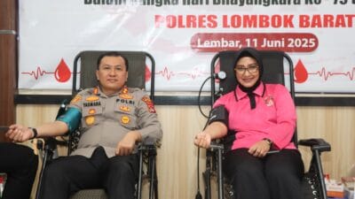 Donor Darah dan Pengobatan Gratis di Polres Lombok Barat Sambut Hari Bhayangkara